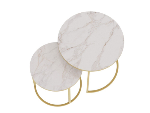 Стол журнальный Белый мрамор,золото,50х50х46,5см. фото в интернет-магазине BestWood