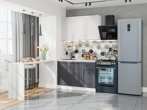 Кухонный гарнитур Сканди-05 White Softwood 120х60х214/White Softwood/Graphite Softwood фото в интернет-магазине BestWood