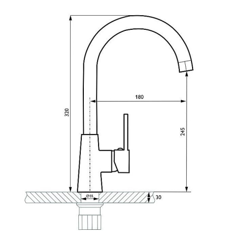 Смеситель для кухни 320/180 1Р /Матовый Черный фото в интернет-магазине BestWood