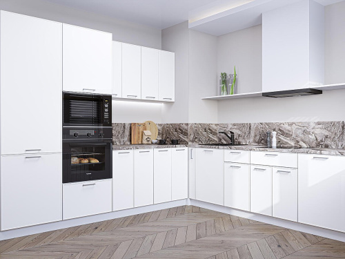 Кухонный гарнитур Квадро-02 240/215х60х214/Белый фото в интернет-магазине BestWood