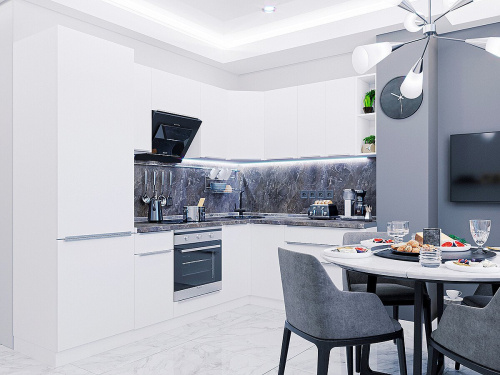 Кухонный гарнитур Фьюжн-04  250/180х60х214/Silky White фото в интернет-магазине BestWood