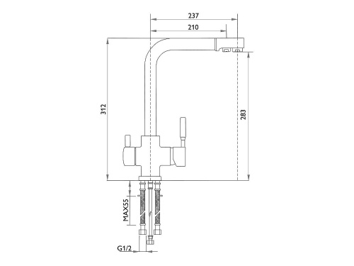 Смеситель для кухни 312/237 2Р /Серый фото в интернет-магазине BestWood