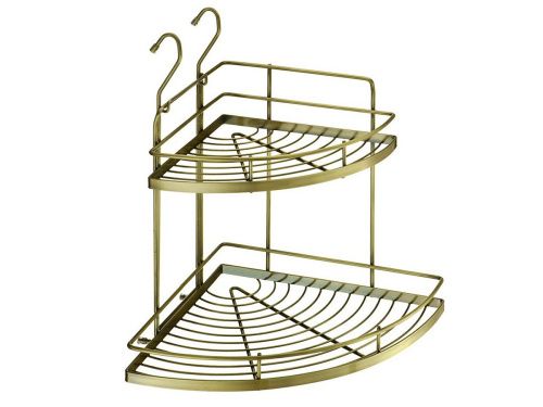 Полка угловая 2-х ярусная малая /Античная бронза фото в интернет-магазине BestWood