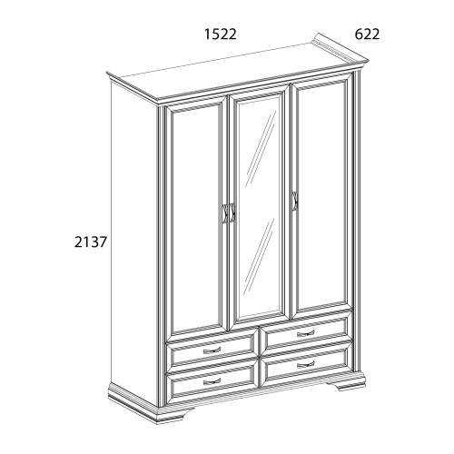 Шкаф 3D4S Z 152,2х61,9х213,7/Сосна винтаж фото в интернет-магазине BestWood