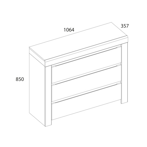 Комод 3S 106,4х35,7х85 Белый /Дуб вотан фото в интернет-магазине BestWood