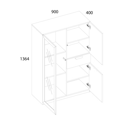Шкаф с витриной 1V2D1S 90х40х136,4 Персидский жемчуг/Ирл.ликер фото в интернет-магазине BestWood