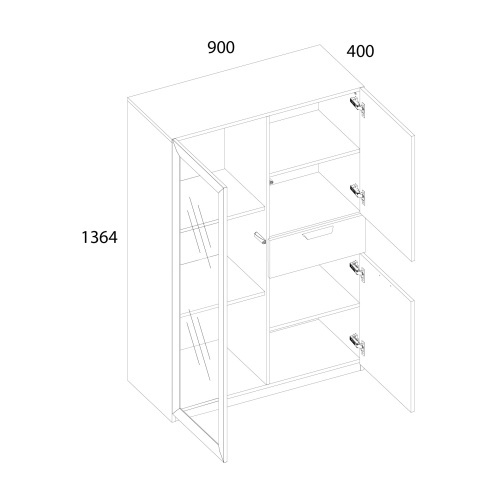Шкаф с витриной 1V2D1S 90х40х136,4 Персидский жемчуг/Ирл.ликер фото в интернет-магазине BestWood