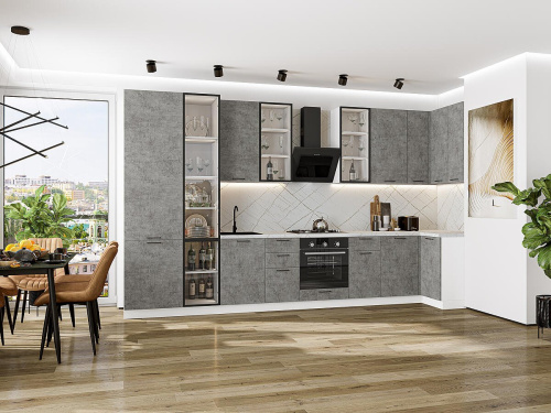 Кухонный гарнитур Флэт-05  400/100х60х234/Temple Stone 2S фото в интернет-магазине BestWood