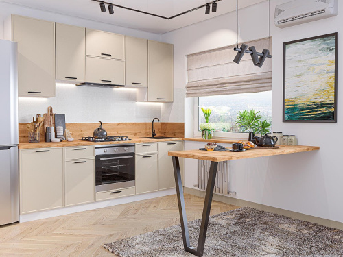 Кухонный гарнитур Фрейм-05  240х60х234/Cream Silk фото в интернет-магазине BestWood