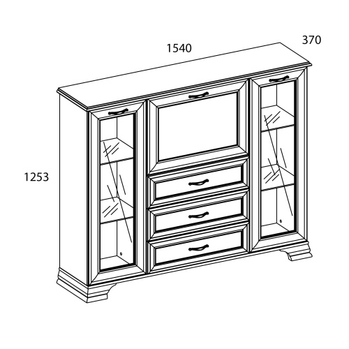 Тумба 2V1D3S 154х37х125,3/Вудлайн кремовый фото в интернет-магазине BestWood