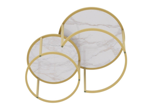Стол журнальный Белый мрамор,золото,50х50х46,5см. фото в интернет-магазине BestWood