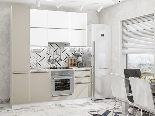 Кухонный гарнитур Фьюжн-06  200х60х234/Silky White/Silky Grey фото в интернет-магазине BestWood