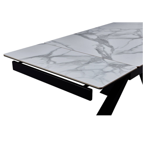 Стол обеденный Сиена 160(240)х90х76/Металл Черный/Керамика Bentley white фото в интернет-магазине BestWood