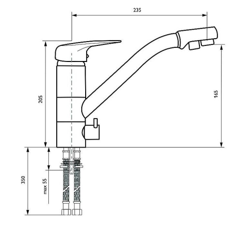 Смеситель для кухни 205/235 2Р /Матовый Бежевый фото в интернет-магазине BestWood