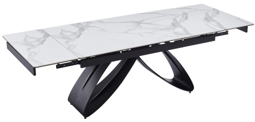 Стол обеденный Кения 160(240)х90х76/Металл Черный/Керамика Bentley white фото в интернет-магазине BestWood