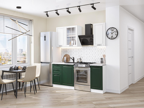 Кухонный гарнитур Дублин-04 130х60х214 Special White/Special Green фото в интернет-магазине BestWood