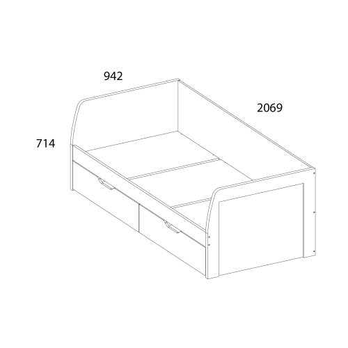 Кровать 2Я90 без ПМ 94,2х206,9х71,4 Белый/Дуб вотан фото в интернет-магазине BestWood