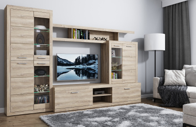 Шкаф-витрина 1V1D 81х35,1х97,5/Дуб Санремо фото в интернет-магазине BestWood