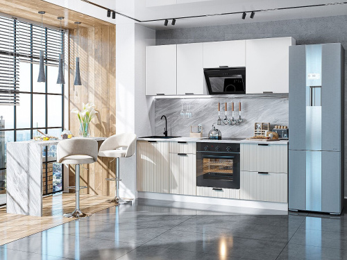 Кухонный гарнитур Евро Лайн-02  200х60х214/Белый/Агат фото в интернет-магазине BestWood