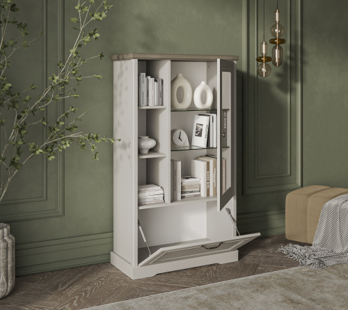 Шкаф с витриной 1V1D3N 81,6х39,3х145,4 Персидский жемчуг/Каньон фото в интернет-магазине BestWood