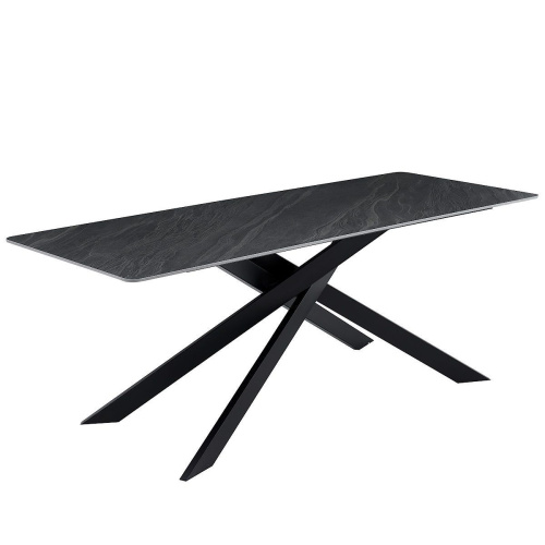 Стол обеденный Мерлин 200х80х76/Металл Черный/Керамика Austrilia sand black фото в интернет-магазине BestWood