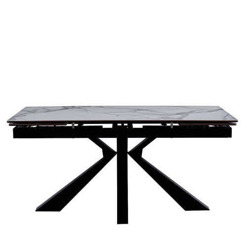 Стол обеденный Сиена 160(240)х90х76/Металл Черный/Керамика Bentley white фото в интернет-магазине BestWood