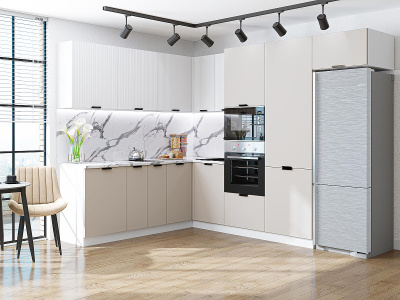 Кухонный гарнитур Евро Лайн-03  215/280х60х214/Агат/Белый фото в интернет-магазине BestWood