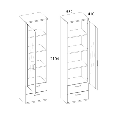 Шкаф с витриной 1V2S 55,2х41х210,4/Дуб Наварра фото в интернет-магазине BestWood