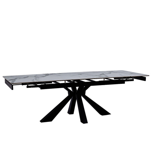 Стол обеденный Сиена 160(240)х90х76/Металл Черный/Керамика Bentley white фото в интернет-магазине BestWood