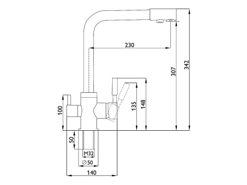 Смеситель для кухни 342/230 2P /Сатин фото в интернет-магазине BestWood