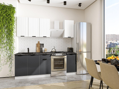 Кухонный гарнитур Евро Лайн-06  140х60х214/Белый/Антрацит фото в интернет-магазине BestWood