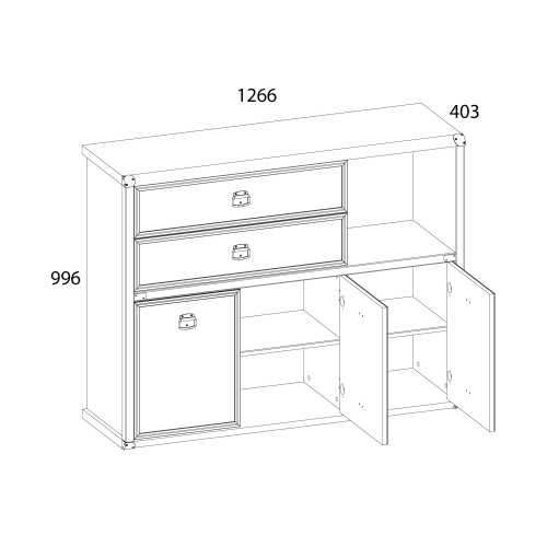 Тумба 3D2SN 126,6х40,3х99,6/Сосна винтаж фото в интернет-магазине BestWood