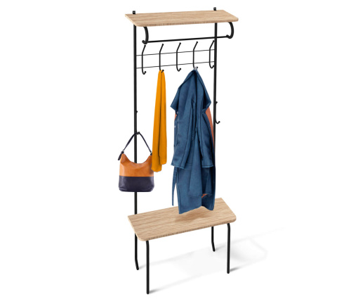 Вешалка 75х30х188,5/Черный Муар/Дуб Беленый фото в интернет-магазине BestWood