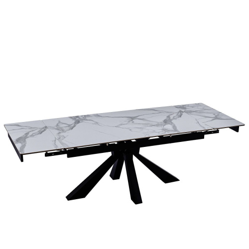 Стол обеденный Сиена 160(240)х90х76/Металл Черный/Керамика Bentley white фото в интернет-магазине BestWood