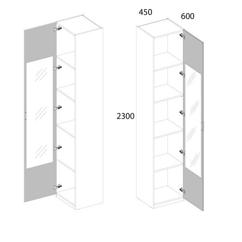Шкаф 1DG Z 45х60х230/Персидский жемчуг фото в интернет-магазине BestWood