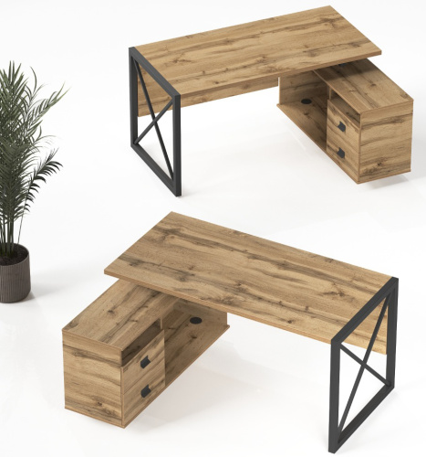 Стол письменный 150х120х76 /Дуб вотан фото в интернет-магазине BestWood