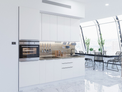 Кухонный гарнитур Фьюжн-03  260х60х234/Silky White фото в интернет-магазине BestWood