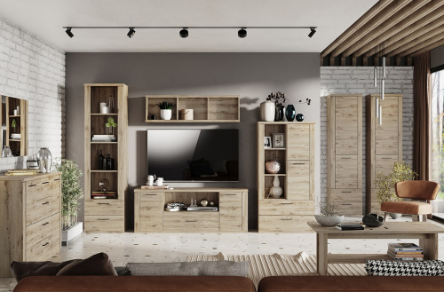 Шкаф открытый 2S4N 55,2х41х210,4/Дуб Наварра фото в интернет-магазине BestWood