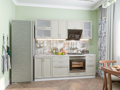 Кухонный гарнитур Сканди-02  220х60х214/Cappuccino Softwood фото в интернет-магазине BestWood