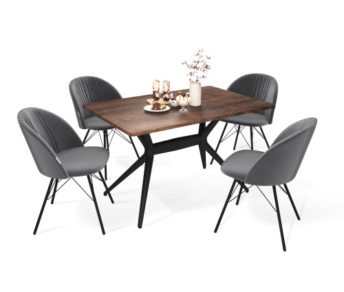 Обеденная группа 120х80х75 Палисандр/Серый фото в интернет-магазине BestWood