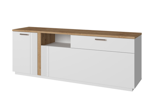 Тумба TV 2D1SN 170,2х40,2х63,4 Белый/Дуб Наварра фото в интернет-магазине BestWood
