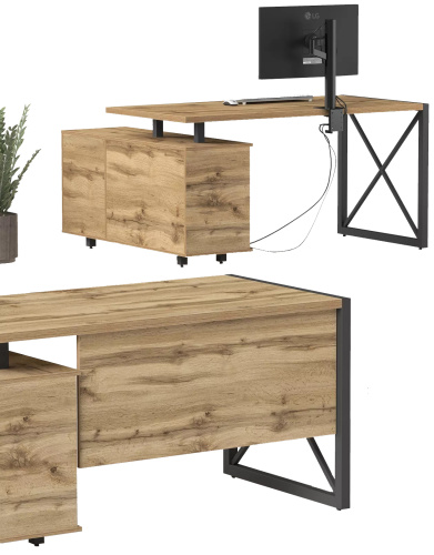 Стол письменный 150х120х76 /Дуб вотан фото в интернет-магазине BestWood