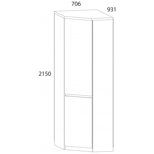 Шкаф угловой 1DGL 70,8х93х215 Белый/Дуб вотан фото в интернет-магазине BestWood