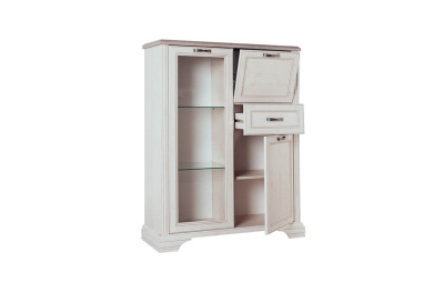 Шкаф с витриной 1V2D1S 104,4х37,9х131,8 Сосна винтаж/Дуб анкора фото в интернет-магазине BestWood