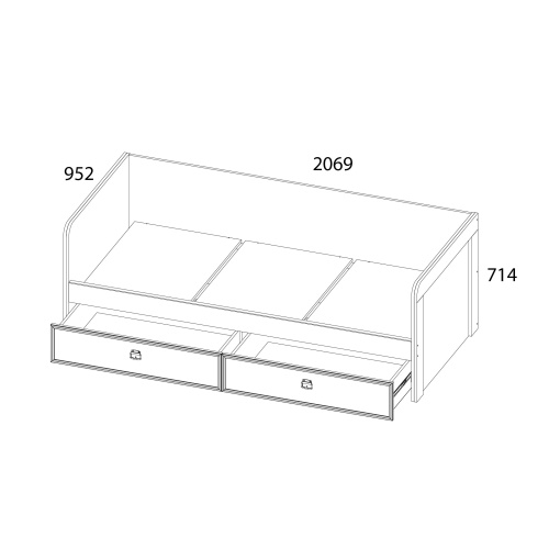 Кровать 2Я90 без ПМ 95,2х206,9х71,4/Сосна винтаж фото в интернет-магазине BestWood
