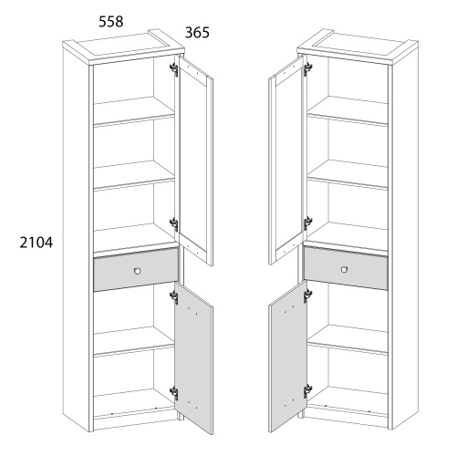Шкаф 2D1S 55,8х36,5х210,4 Дуб мадура/Энигма фото в интернет-магазине BestWood