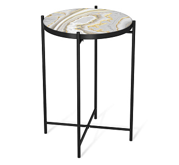 Стол журнальный Золотистый пепел,черный муар,37,6х37,6х52см.