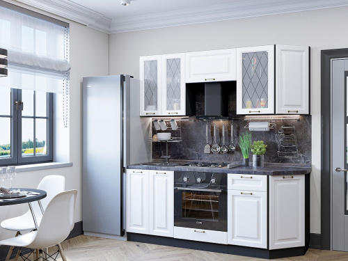 Кухонный гарнитур Ницца-01  190х60х214/Белый фото в интернет-магазине BestWood