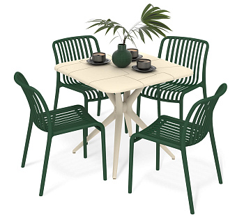 Обеденная группа Темно-зеленый,бежевый,209,5х209,5х79см.