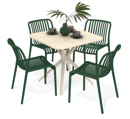 Обеденная группа Темно-зеленый,бежевый,209,5х209,5х79см. фото в интернет-магазине BestWood